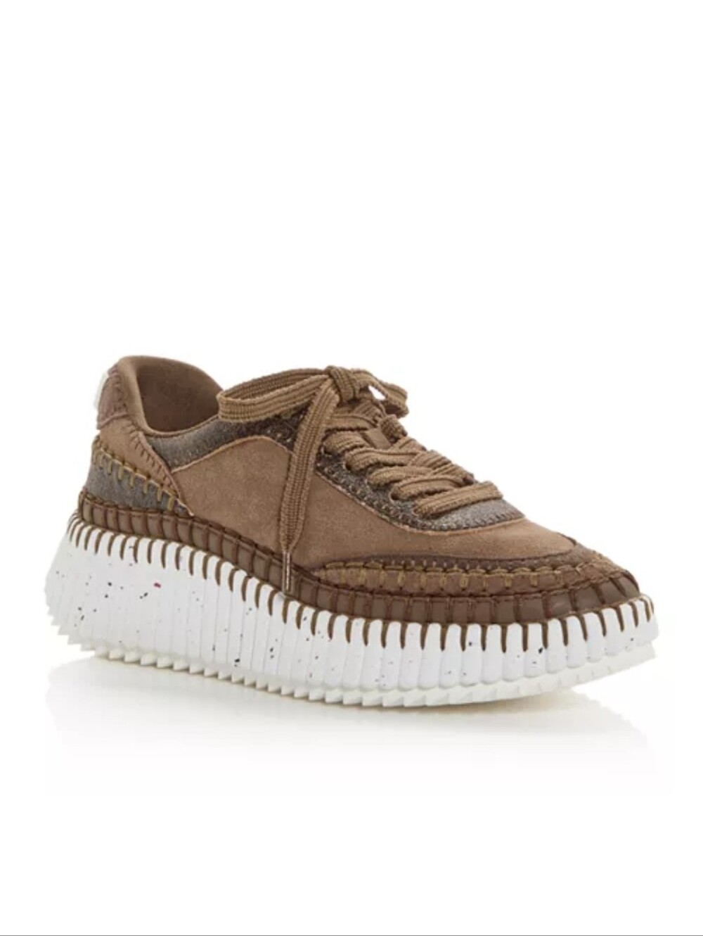 Chloé Brown and White Platform Sneakers
